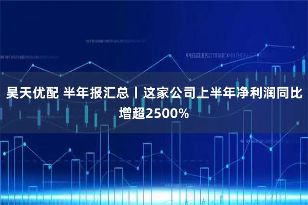 昊天优配 半年报汇总丨这家公司上半年净利润同比增超2500%
