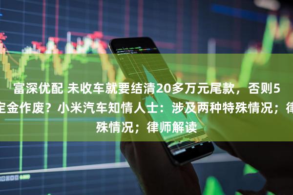 富深优配 未收车就要结清20多万元尾款，否则5000元定金作废？小米汽车知情人士：涉及两种特殊情况；律师解读