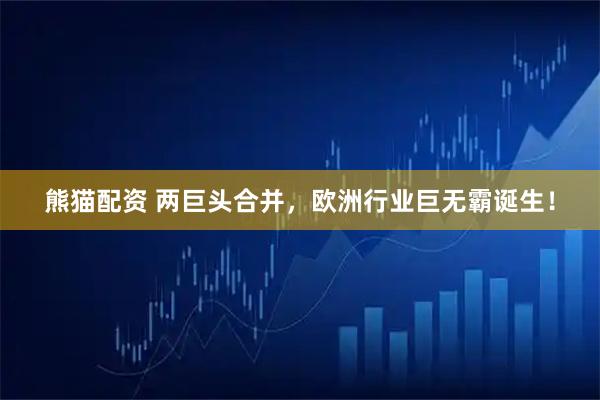 熊猫配资 两巨头合并，欧洲行业巨无霸诞生！