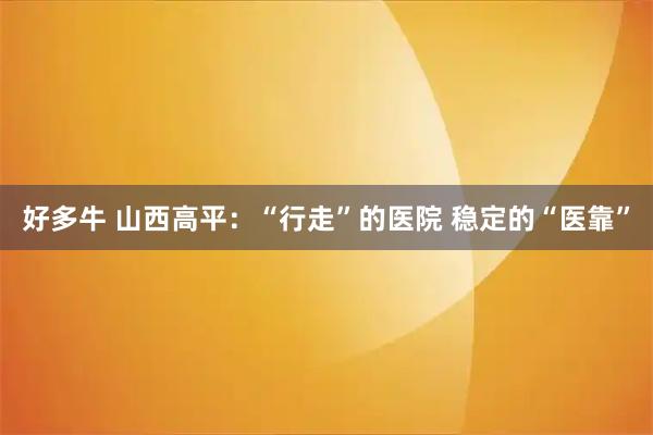 好多牛 山西高平：“行走”的医院 稳定的“医靠”
